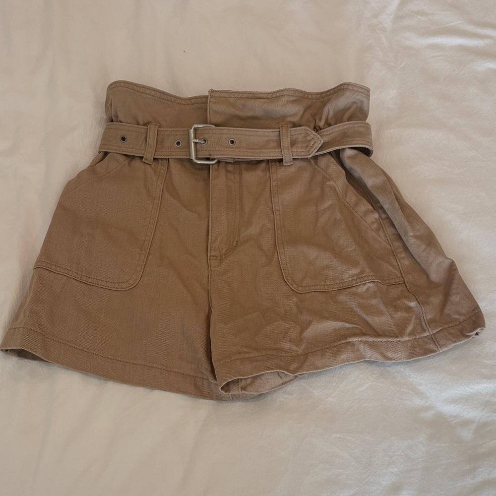 Blank NYC Tan Women's Belted Paperbag Shorts